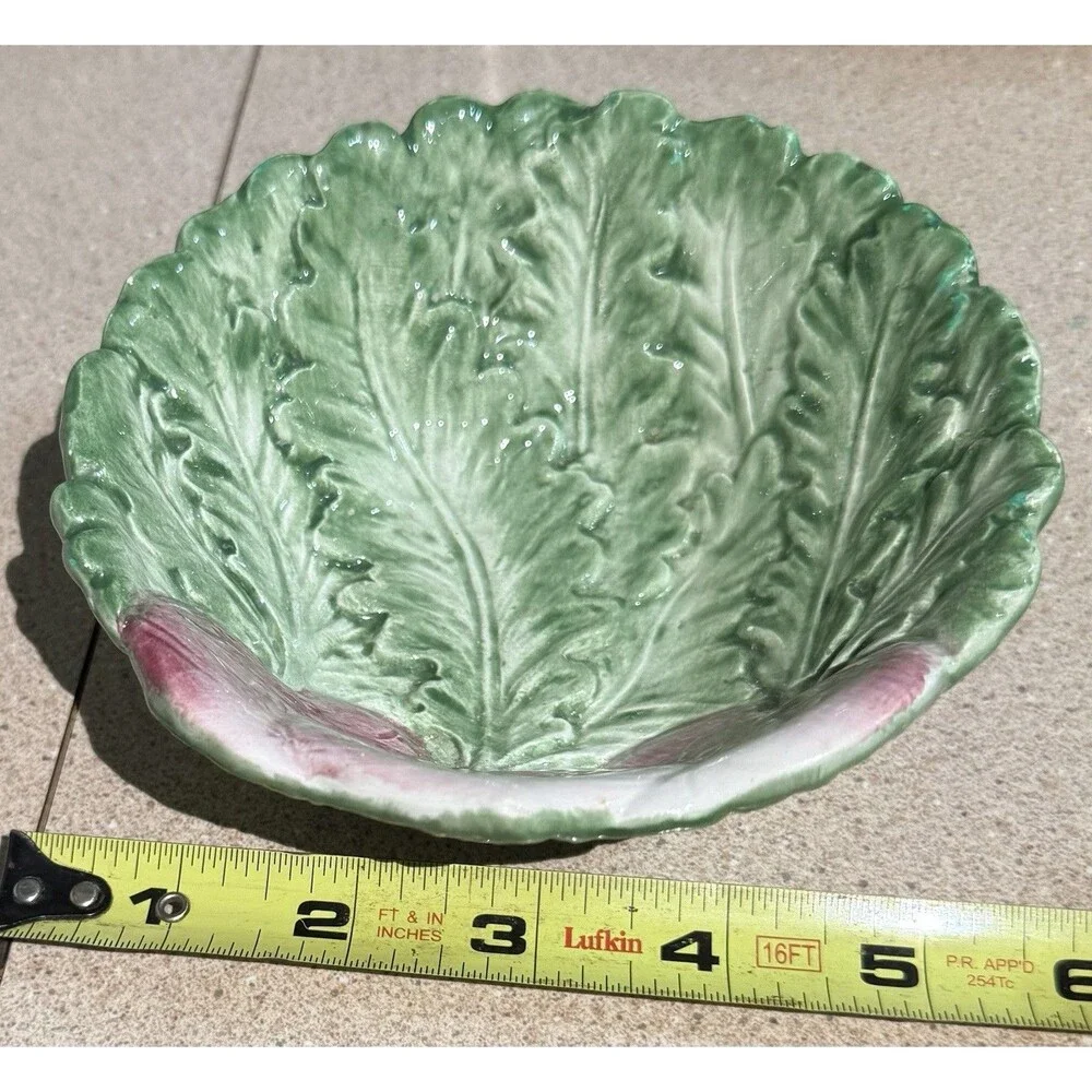 Fitz & Floyd Vegetable Garden Radish/Turnip Leaves Salad Bowl Pink & Green Decor